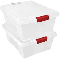 Plastic Latch Container, 15.875" W x 21" D x 7.75" H, Clear Pathway Supply LP