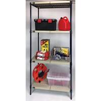 Wire Shelving Unit with Plastic Shelves, Wire Frame with Plastic Shelves, Boltless, 600 lbs. Capacity, 30" W x 72" H x 18" D Pathway Supply LP