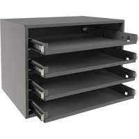 Small Bearing Rack, Steel, 4 Slots, 15-9/16" W x 11-7/8" D x 11-5/16" H, Grey Pathway Supply LP