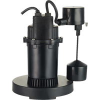Thermoplastic Submersible Sump Pump, 2560 GPH, 115 V, 4.6 A, 1/3 HP Pathway Supply LP