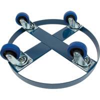 Drum Dolly, Steel, 1400 lbs. Capacity, 24" Diameter, Blue Elastic Casters Pathway Supply LP