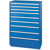 Armoires de rangement avec tiroirs, 9 tiroirs, 40-1/4" la x 22-1/2" p x 59-1/2" h, Bleu brillant Pathway Supply LP