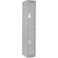 Clean Line Lockers, 2 -tier, 12" x 18" x 72", Steel, Grey, Rivet (Assembled) Pathway Supply LP