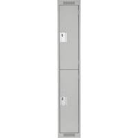 Clean Line Lockers, 2 -tier, 12" x 18" x 72", Steel, Grey, Rivet (Assembled) Pathway Supply LP