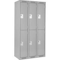 Clean Line Lockers, 2 -tier, Bank of 3, 36" x 18" x 72", Steel, Grey, Rivet (Assembled) Pathway Supply LP