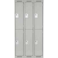 Clean Line Lockers, 2 -tier, Bank of 3, 36" x 18" x 72", Steel, Grey, Rivet (Assembled) Pathway Supply LP