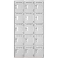 Assembled Clean Line Personal Effects Lockers, 5 -tier, Bank of 3, 12" x 72" x 36", Steel Pathway Supply LP