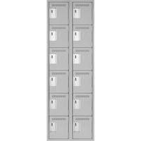Clean Line Lockerettes, 6 -tier, Bank of 2, 24" x 18" x 72", Steel, Grey, Rivet (Assembled) Pathway Supply LP