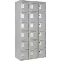 Clean Line Lockerettes, 6 -tier, Bank of 3, 36" x 18" x 72", Steel, Grey, Rivet (Assembled) Pathway Supply LP