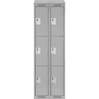Clean Line Lockers, 3 -tier, Bank of 2, 24" x 18" x 78", Steel, Grey, Rivet (Assembled) Pathway Supply LP