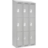 Clean Line Lockers, 3 -tier, Bank of 3, 36" x 18" x 78", Steel, Grey, Rivet (Assembled) Pathway Supply LP