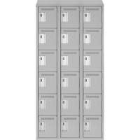 Clean Line Lockerette , 6 -tier, Bank of 3, 36" x 18" x 78", Steel, Grey, Rivet (Assembled) Pathway Supply LP