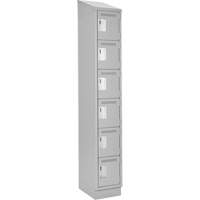 Clean Line Lockerette, 6 -tier, 12" x 18" x 82", Steel, Grey, Rivet (Assembled) Pathway Supply LP