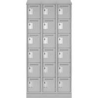 Clean Line Lockerette, 6 -tier, Bank of 3, 36" x 18" x 82", Steel, Grey, Rivet (Assembled) Pathway Supply LP