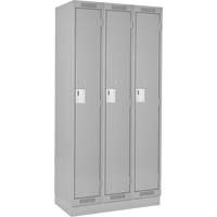 Clean Line Lockers, Bank of 3, 36" x 18" x 76", Steel, Grey, Rivet (Assembled) Pathway Supply LP