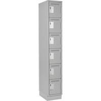 Clean Line Lockerette, 6 -tier, 12" x 18" x 76", Steel, Grey, Rivet (Assembled) Pathway Supply LP