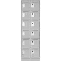 Clean Line Lockerette, 6 -tier, Bank of 2, 24" x 18" x 76", Steel, Grey, Rivet (Assembled) Pathway Supply LP