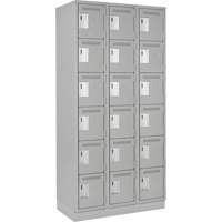 Clean Line Lockerette, 6 -tier, Bank of 3, 36" x 18" x 76", Steel, Grey, Rivet (Assembled) Pathway Supply LP