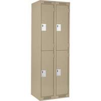 Clean Line Lockers, 2 -tier, Bank of 2, 24" x 18" x 72", Steel, Beige, Rivet (Assembled) Pathway Supply LP