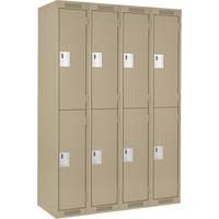 Clean Line Lockers, 2 -tier, Bank of 4, 48" x 18" x 72", Steel, Beige, Rivet (Assembled) Pathway Supply LP