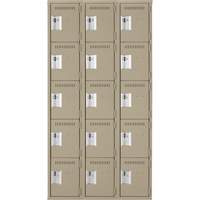 Assembled Clean Line Personal Effects Lockers, 5 -tier, Bank of 3, 12" x 72" x 36", Steel Pathway Supply LP