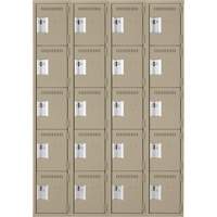 Assembled Clean Line Personal Effects Lockers, 5 -tier, Bank of 4, 12" x 72" x 48", Steel Pathway Supply LP