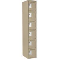 Clean Line Lockerette, 6 -tier, 12" x 18" x 72", Steel, Beige, Rivet (Assembled) Pathway Supply LP