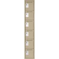 Clean Line Lockerette, 6 -tier, 12" x 18" x 72", Steel, Beige, Rivet (Assembled) Pathway Supply LP