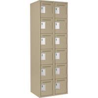 Clean Line Lockerette, 6 -tier, Bank of 2, 24" x 18" x 72", Steel, Beige, Rivet (Assembled) Pathway Supply LP