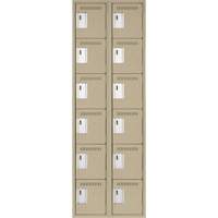 Clean Line Lockerette, 6 -tier, Bank of 2, 24" x 18" x 72", Steel, Beige, Rivet (Assembled) Pathway Supply LP