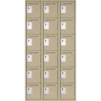 Clean Line Lockerette, 6 -tier, Bank of 3, 36" x 18" x 72", Steel, Beige, Rivet (Assembled) Pathway Supply LP