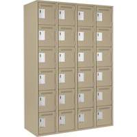 Clean Line Lockerette, 6 -tier, Bank of 4, 48" x 18" x 72", Steel, Beige, Rivet (Assembled) Pathway Supply LP
