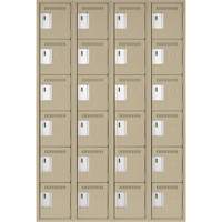 Clean Line Lockerette, 6 -tier, Bank of 4, 48" x 18" x 72", Steel, Beige, Rivet (Assembled) Pathway Supply LP