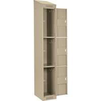 Clean Line Lockers, 3 -tier, Bank of 3, 36" x 18" x 78", Steel, Beige, Rivet (Assembled) Pathway Supply LP