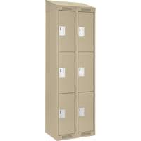 Clean Line Lockers, 3 -tier, Bank of 2, 24" x 18" x 78", Steel, Beige, Rivet (Assembled) Pathway Supply LP