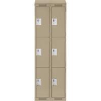 Clean Line Lockers, 3 -tier, Bank of 2, 24" x 18" x 78", Steel, Beige, Rivet (Assembled) Pathway Supply LP