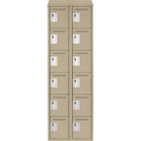 Clean Line Lockerette, 6 -tier, Bank of 2, 24" x 18" x 78", Steel, Beige, Rivet (Assembled) Pathway Supply LP