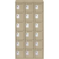 Clean Line Lockerette, 6 -tier, Bank of 3, 36" x 18" x 78", Steel, Beige, Rivet (Assembled) Pathway Supply LP