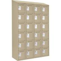 Clean Line Lockerette, 6 -tier, Bank of 4, 48" x 18" x 78", Steel, Beige, Rivet (Assembled) Pathway Supply LP