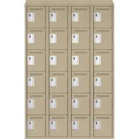 Clean Line Lockerette, 6 -tier, Bank of 4, 48" x 18" x 78", Steel, Beige, Rivet (Assembled) Pathway Supply LP