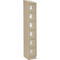 Clean Line Lockerette , 6 -tier, 12" x 18" x 82", Steel, Beige, Rivet (Assembled) Pathway Supply LP