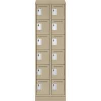 Clean Line Lockerette , 6 -tier, Bank of 2, 24" x 18" x 82", Steel, Beige, Rivet (Assembled) Pathway Supply LP