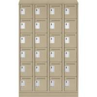 Clean Line Lockerette , 6 -tier, Bank of 4, 48" x 18" x 82", Steel, Beige, Rivet (Assembled) Pathway Supply LP