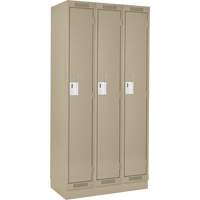 Clean Line Lockers, Bank of 3, 36" x 18" x 76", Steel, Beige, Rivet (Assembled) Pathway Supply LP