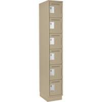 Clean Line Lockerette, 6 -tier, 12" x 18" x 76", Steel, Beige, Rivet (Assembled) Pathway Supply LP