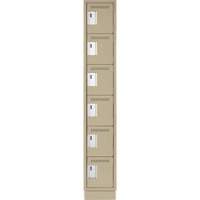 Clean Line Lockerette, 6 -tier, 12" x 18" x 76", Steel, Beige, Rivet (Assembled) Pathway Supply LP