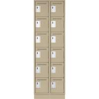 Clean Line Lockerette, 6 -tier, Bank of 2, 24" x 18" x 76", Steel, Beige, Rivet (Assembled) Pathway Supply LP