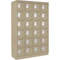 Clean Line Lockerette, 6 -tier, Bank of 4, 48" x 18" x 76", Steel, Beige, Rivet (Assembled) Pathway Supply LP