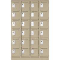 Clean Line Lockerette, 6 -tier, Bank of 4, 48" x 18" x 76", Steel, Beige, Rivet (Assembled) Pathway Supply LP
