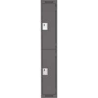 Clean Line Lockers, 2 -tier, 12" x 18" x 72", Steel, Charcoal, Rivet (Assembled) Pathway Supply LP